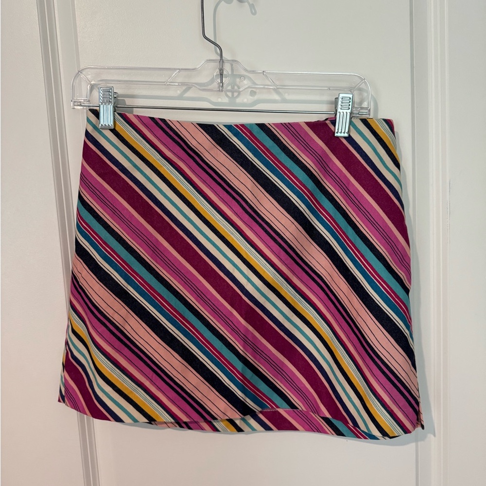 Express Colorful Diagonal Stripe Mini Skirt